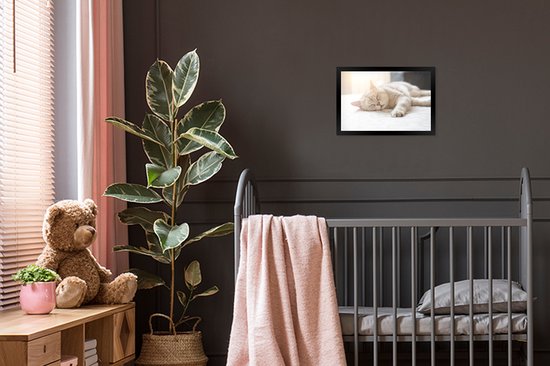 Chat dort sur un lit 30x20 cm - petit