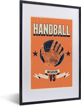 Handball sur fond orange 40x60 cm