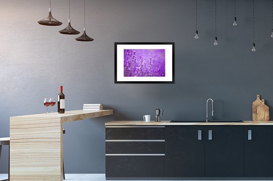 Affiche - Cadre photo - Fleurs - Violet - Lavande - Nature - Cadre - Cadre affiche - 60x40 cm - Cadre affiche - Décoration chambre - Affiche nature - Affiche fleurs - Photo avec cadre