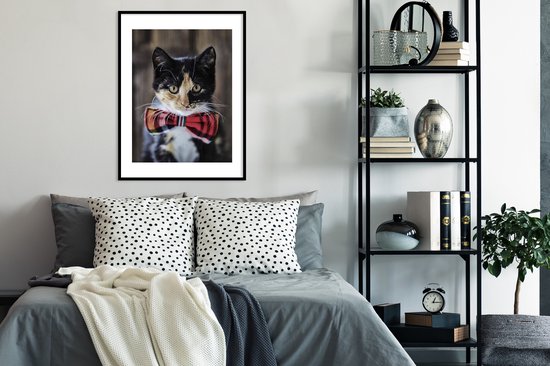 Cadre photo avec poster - Chaton - Noeud - Rouge - Filles - Enfants - Garçons - Enfant - 60x80 cm - Cadre poster