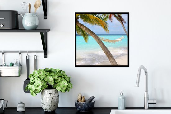 Cadre photo avec affiche - Été - Palmier - Hamac - 40x40 cm - Cadre pour affiche