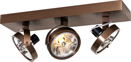 QAZQA go - Design Plafondspot | Spotje | Opbouwspot - 3 lichts - L 45.4 cm - Brons - Woonkamer | Slaapkamer | Keuken