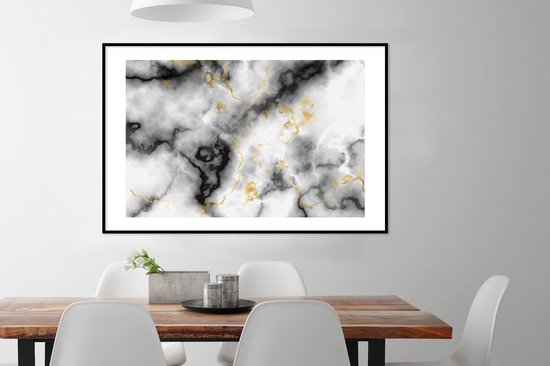 Fotolijst incl. Poster - Agaat - Goud - Marmer - Edelstenen - 120x80 cm - Posterlijst