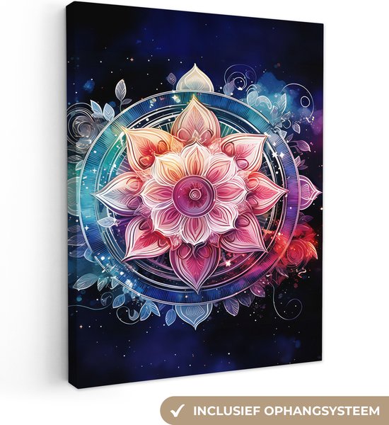 Canvas Schilderij Mandala - Kleuren - Galaxy - 30x40 cm - Wanddecoratie
