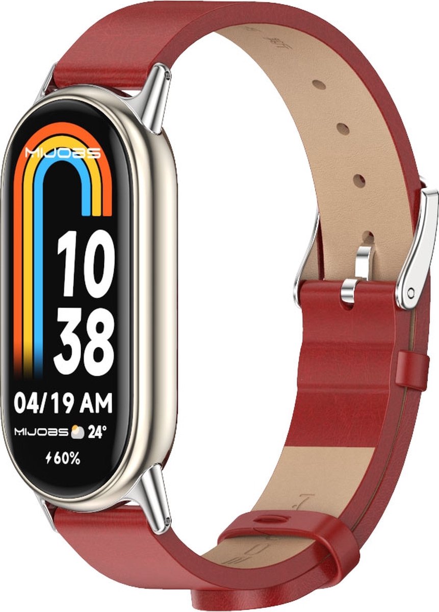 By Qubix - PU leren bandje - Rood - Geschikt voor Xiaomi Smart Band 8 / 9 / 10