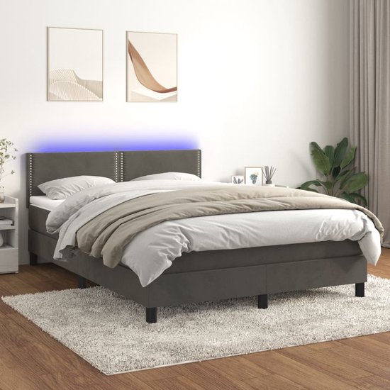 The Living Store Bed - N - N - Boxspring - 140x190cm - Fluwelen stof