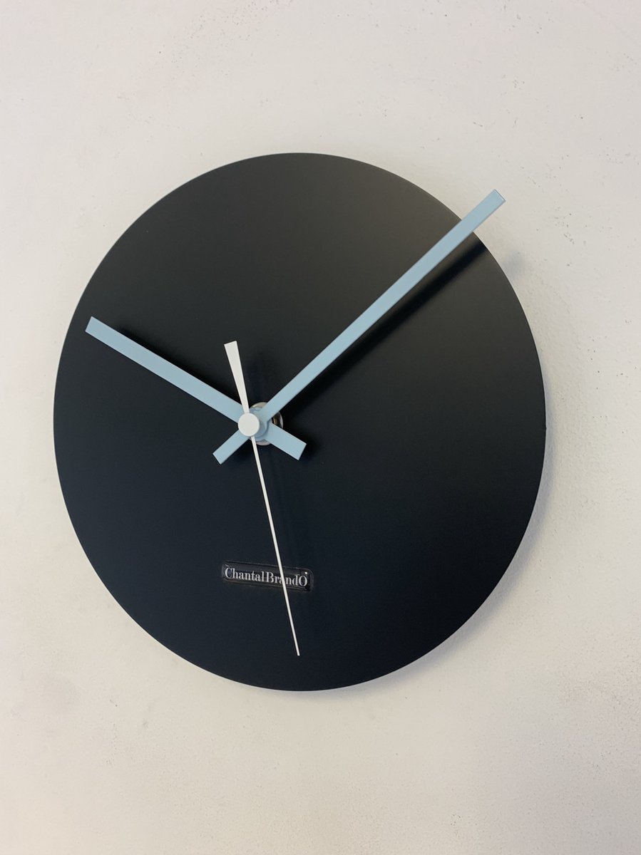 Wandklok CHANTALBRANDO -- ARGOS 24 BLACK - ZWART -- MODERN DESIGN -- MADE IN HOLLAND