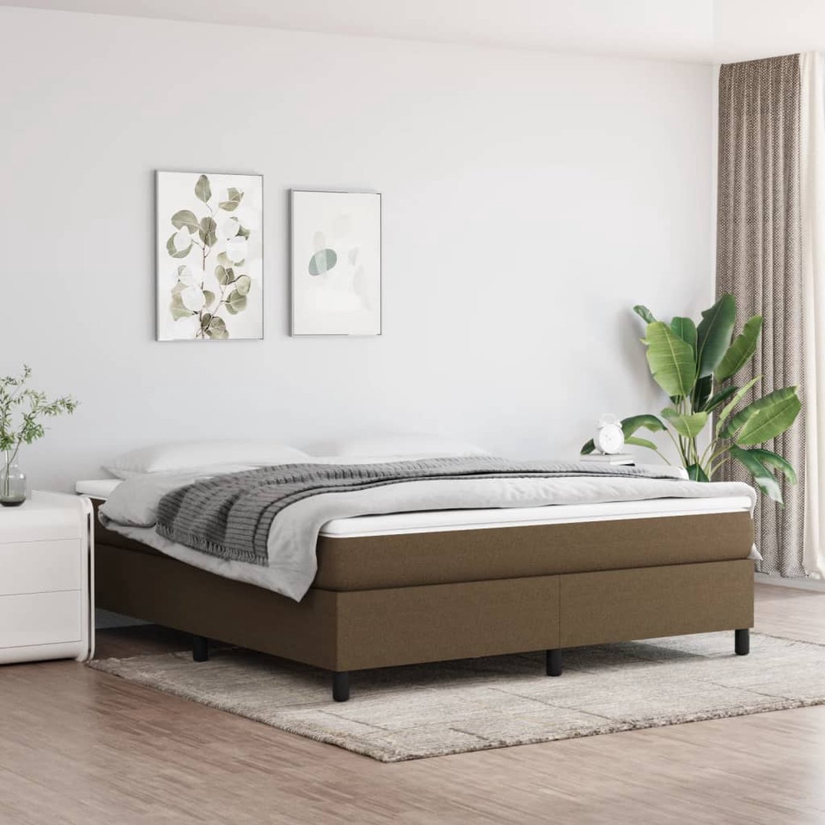 Cadre De Lit 160x200cm En Tissu Noir - Sommier Tapissier Avec Lattes | VidaXL