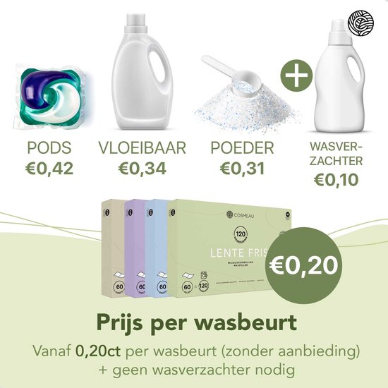 Cosmeau Lessive Bandes de Lavage 120 Lavages Forêts Sauvages Feuilles de Lavage Forêt Sauvage Lingettes Détergentes Feuilles de Détergent Chiffons de Lavage - Fris Sans Plastique Biodégradable Eco