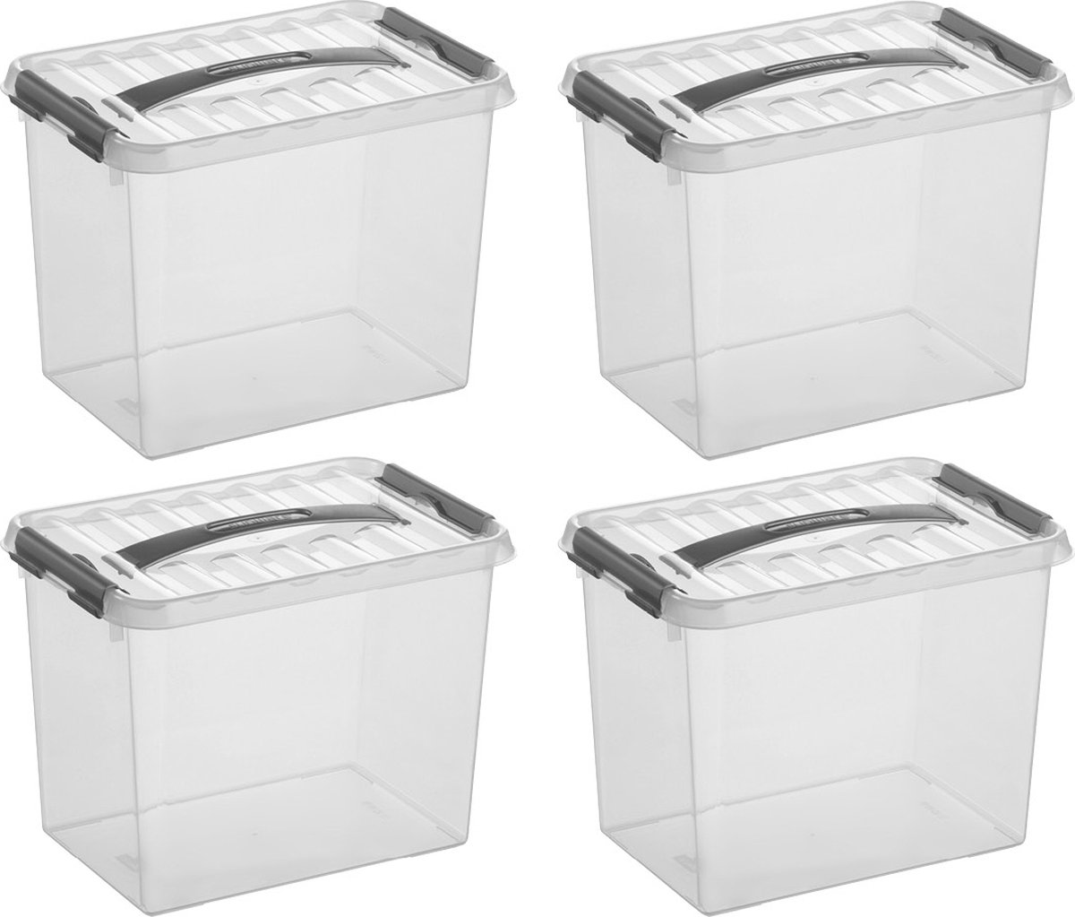 Sunware - Q-line opbergbox 9L - Set van 4 - Transparant/grijs