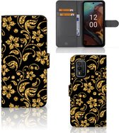 Telefoonhoesje Nokia XR21 Bookcase Cadeau voor Oma Gouden Bloemen