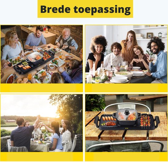 Happyment Elektrische BBQ Pan - Hotpot Electrisch - Koreaanse BBQ - Korean Grill - Party Pan - Anti Aanbak — afbeelding 5