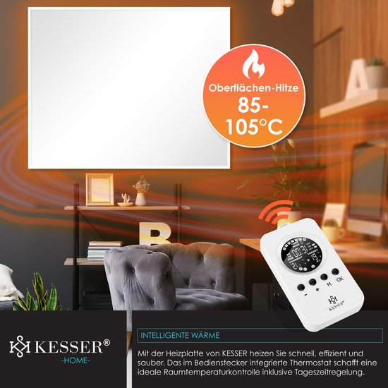 Infrarood - Verwarmingspaneel - 550 Watt - Elektrische Kachel - Paneel - Vrijstaand Of Wandmontage Wit