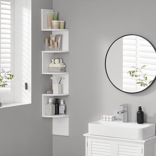 thumbnail: Wandplank Hoekplank 5 Niveaus - 120cm Zigzag Ophangplank Eiken Kleur Voor Boeken En Decoratie