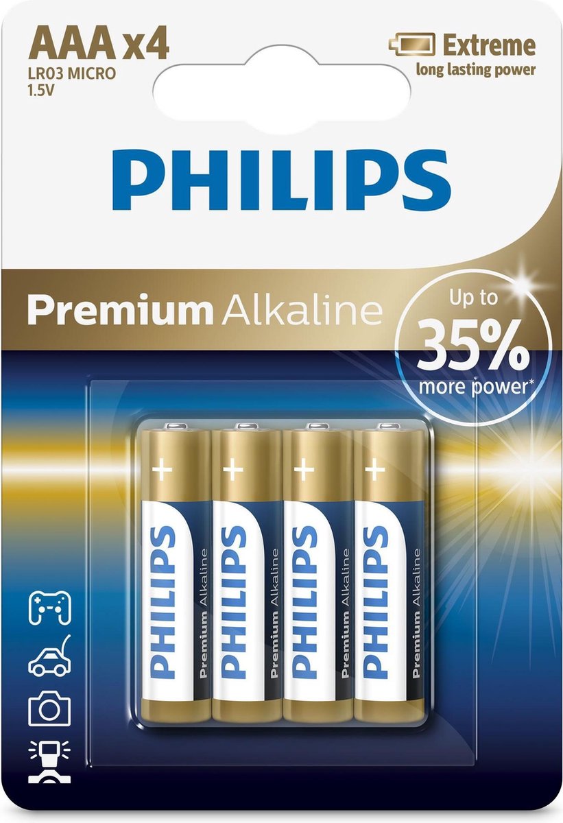 Philips AA-Batterijen 4 Stuks - LR03M4B/1 - 10 Jaar Houdbaarheid