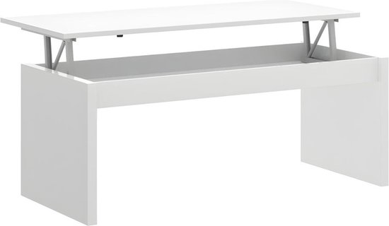 Vente-unique Table basse BASTIAN - Plateau réglable - Wit L 102 cm x H 43  cm x P 50 cm | bol