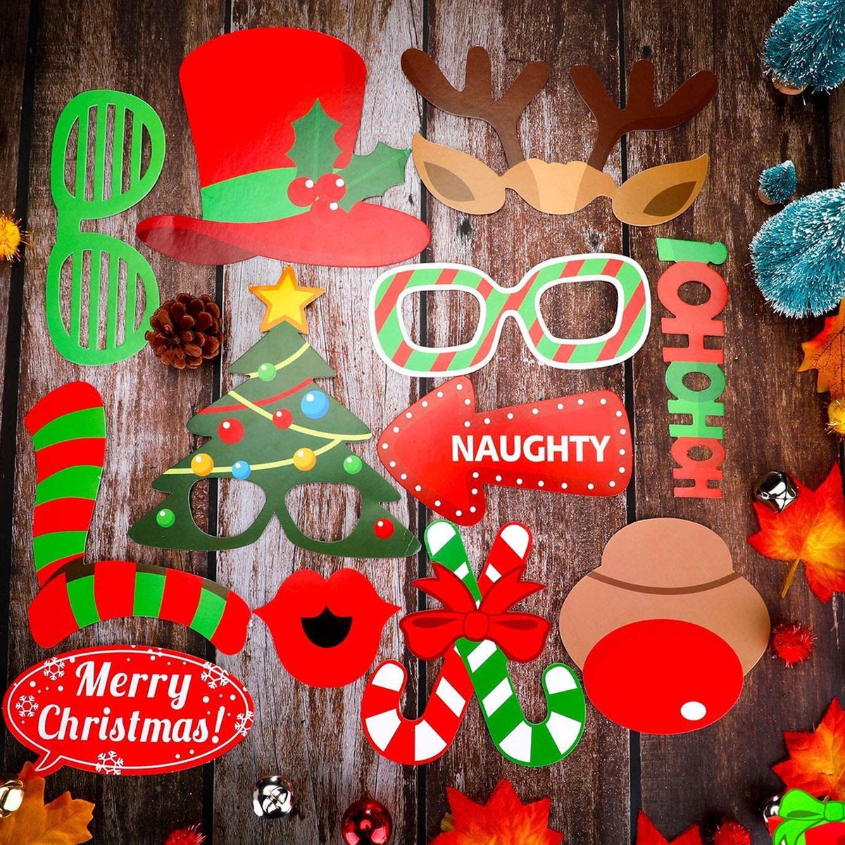 MagieQ Kerst Photobooth Prop Set - Kerstmis Decoratie - Foto Props    Accesoires   Versiering     Papier 8720618332141