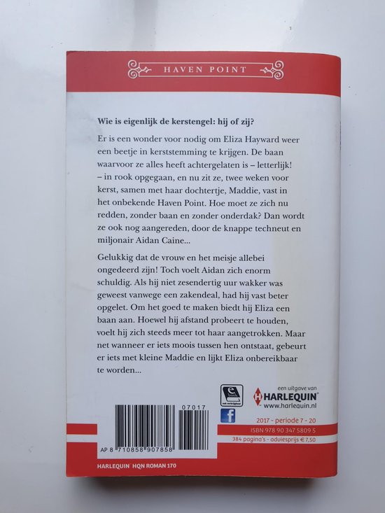 Achterkant van het boek met samenvatting in het Nederlands, streepjescode en Harlequin-logo.