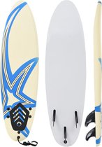 The Living Store Surfplank voor beginners - 170 x 46.8 cm - XPE dek - EPS schuim - Blauw/Crème