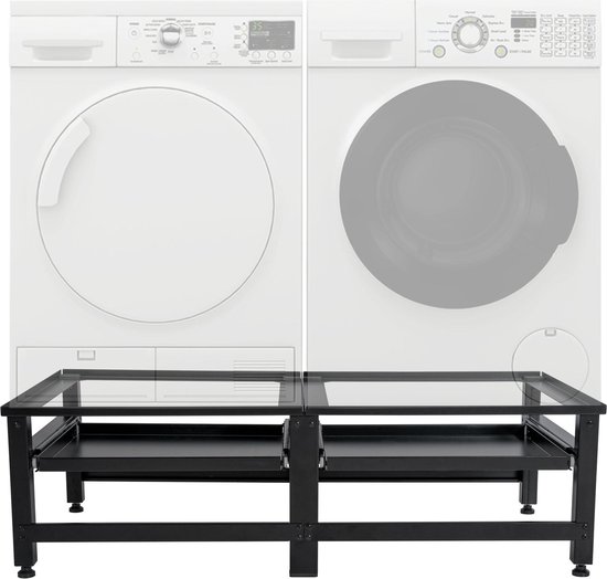 Support pour machine à laver double avec 2 tiroirs coulissants