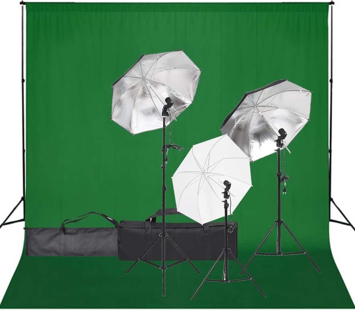 The Living Store Fotostudioset - Studioverlichting - 3 Paraplus - Flexibel achtergrondsysteem 300 x 300 cm