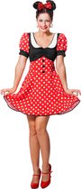 Wilbers & Wilbers - Mickey & Minnie Mouse Kostuum - Minnie De Dottige Muis - Vrouw - Rood - Maat 36 - Carnavalskleding - Verkleedkleding