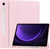 Case2go - Tablet hoes geschikt voor Samsung Galaxy Tab S9 FE (2023) - Tri-fold Case - Met Pencilhouder - Rosegoud