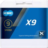 Ketting KMC X9 Silver/grey 1/2x11/128, 6.6mm,  9 speed. Rol van 50m incl 40 verbindingsschakels