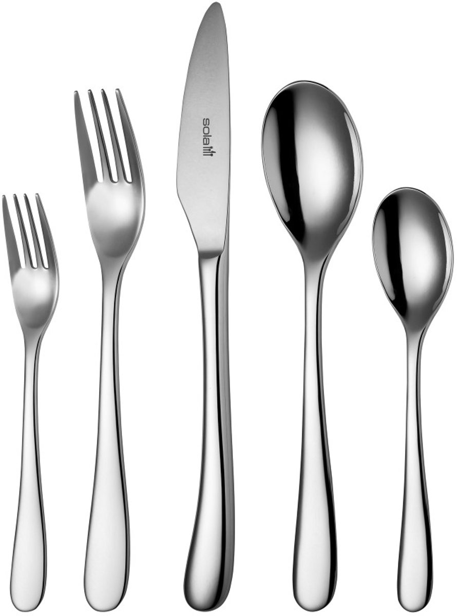 Sola Bestekset Oase 9 Persoons - Modern - 90 delig - Vaatwasserbestendig - Zilverwit Edelstaal 18/10 - RVS - Zilver