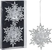 Christmas Decoration kersthangers sneeuwvlokken -2x-zilver -11,5 cm