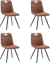 Furnihaus Chaise de salle à manger Leon Microfibre Cognac Set de 4