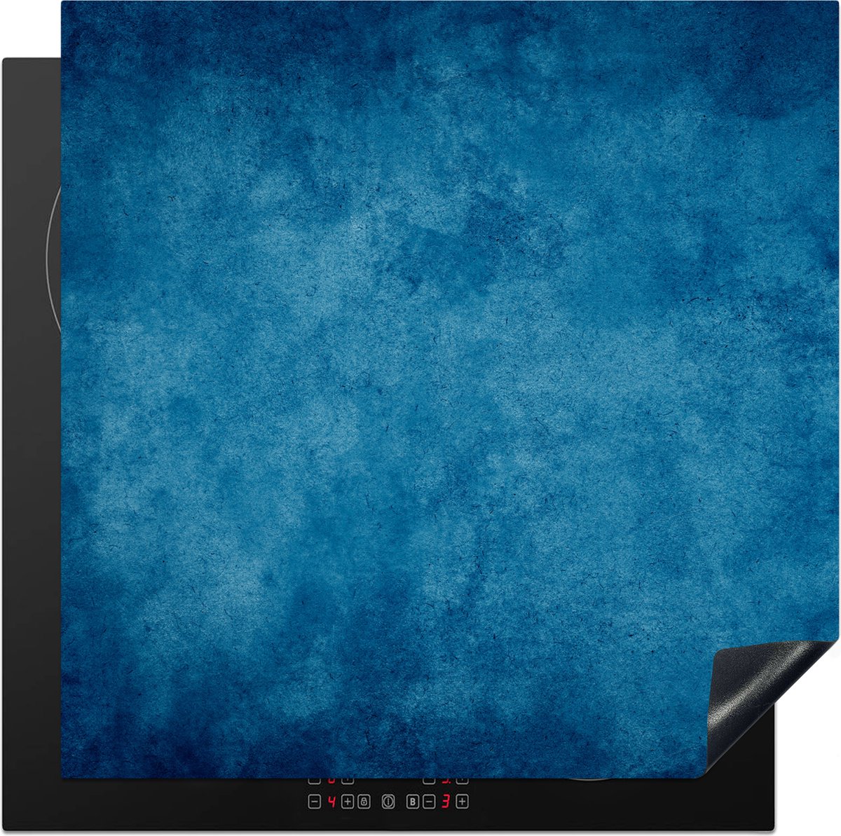 KitchenYeah - Inductie beschermer - Afdekplaat inductie - Betonlook - Blauw - Beton print - Structuur - Inductie fornuis - 78x78 cm - Kookplaat beschermer
