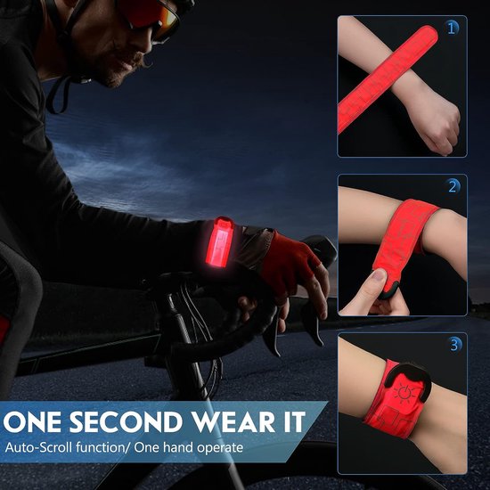 Bracelets de course à LED améliorés (paquet de 2), bracelets réfléchissants  rechargeables par USB, bande lumineuse haute visibilité pour coureurs
