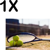 BWK Textiele Placemat - Tennisballen Onder Tennis Racket - Set van 1 Placemats - 40x30 cm - Polyester Stof - Afneembaar