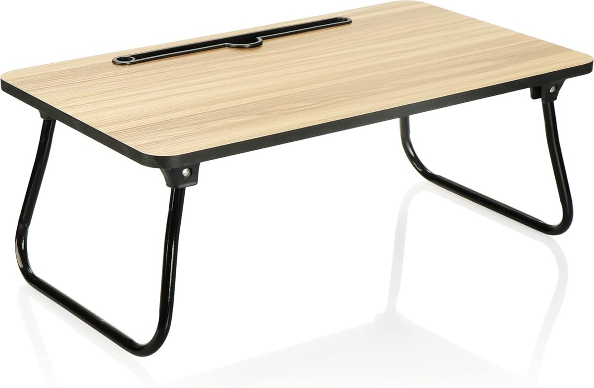 bed serveertafel - moderne knietafel - opklapbare bedtafel met tablethouder - bijzettafel, bedblad (1 stuk - bruin)