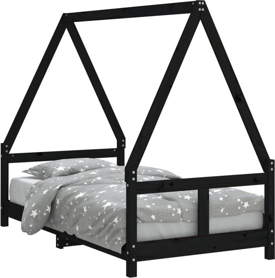 vidaXL-Kinderbedframe-80x160-cm-massief-grenenhout-zwart