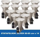Statafelrok Zilver x 14 – ∅ 80-85 x 110 cm - Statafelhoes met Draagtas - Luxe Extra Dikke Stretch Sta Tafelrok voor Statafel – Kras- en Kreukvrije Hoes