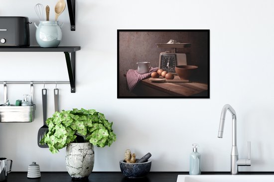 Cadre photo avec poster - Nature morte - Cuisine - Balance - Œufs - Cuisine - 40x30 cm - Cadre poster
