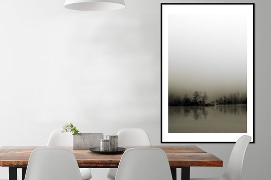 Brouillard - Water - Arbres - Nature - Photo sous cadre - 80x120 cm - Décoration murale - Décoration murale
