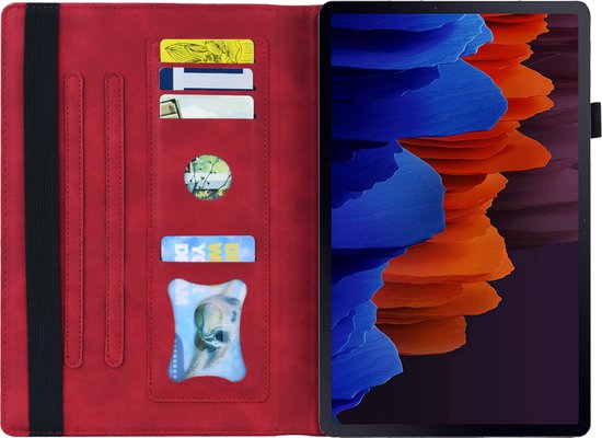 Case2go - Étui pour Lenovo Tab P12 Pro - Business Wallet Book Case - Avec porte-carte - Rouge