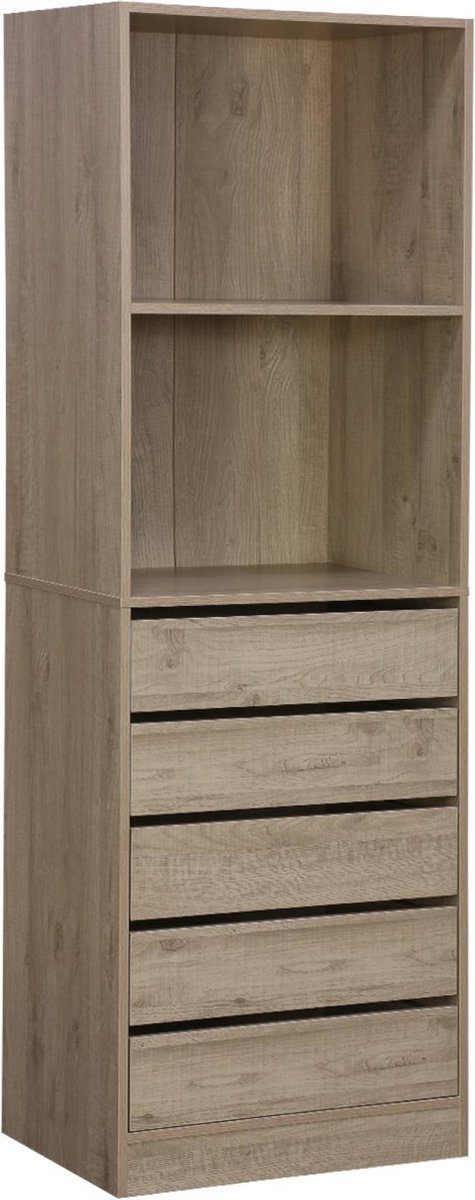 sweeek - Open kledingkast module vakken en 5 lades 60cm - modulo