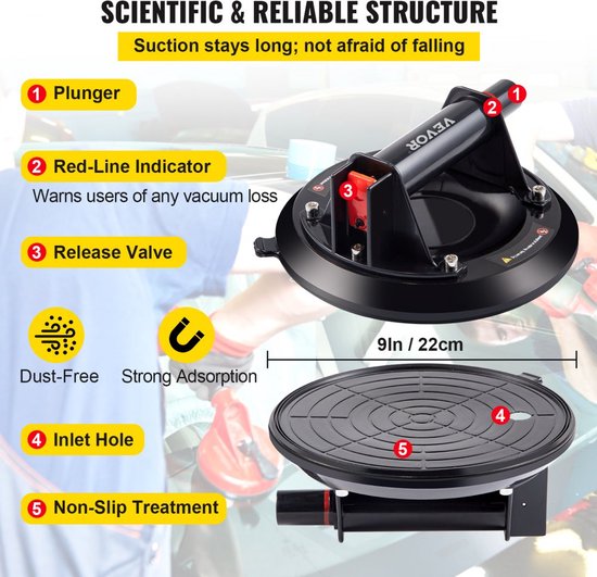 Ventouse Sous Vide, Ventouse pour Carrelage, Poignée en ABS