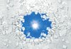 Fotobehang - Vlies Behang - De Zon en de Blauwe Lucht door Gebroken Muur 3D - 254 x 184 cm