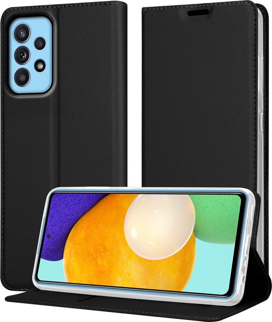 Cadorabo Hoesje geschikt voor Samsung Galaxy A52 (4G / 5G) / A52s in CLASSY ZWART - Beschermhoes met magnetische sluiting, standfunctie en kaartvakje Book Case Cover Etui