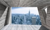 Fotobehang - Vlies Behang - Uitzicht van het Terras op de New York Stad 3D - 312 x 219 cm