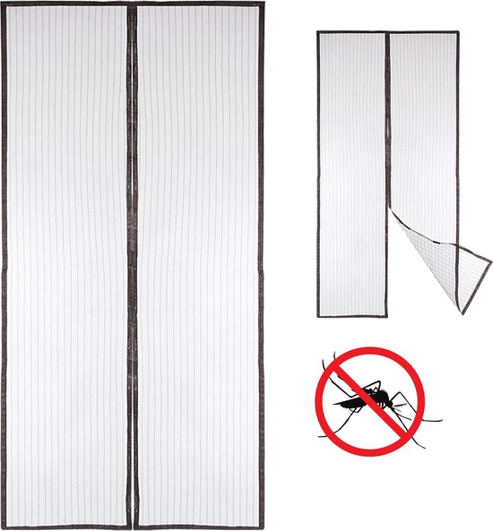 Cheqo® Rideau moustiquaire magnétique - Rideau anti-mouches - Rideau de porte - Moustiquaire à lamelles - 210x100 cm