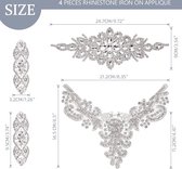 4 Pièces Strass Appliques De Mariage D'argent Fer De Mariée Sur L'encolure De Ceinture