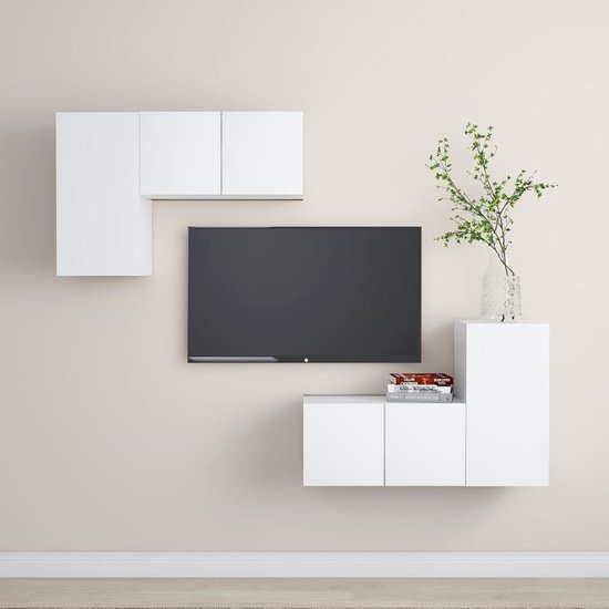 The Living Store Tv-meubelset - Wit - 2x 30.5x30x60 cm en 2x 60x30x30 cm - Montage vereist