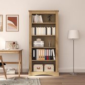 The Living Store Boekenkast Corona - Hoogwaardig grenenhout - 81 x 40 x 170 cm - Bruin - Met 5 schappen - Eenvoudig te monteren