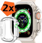 Hoesje Geschikt voor Apple Watch Ultra 2 Hoes Siliconen Case Cover - Hoes Geschikt voor Apple Watch Ultra 2 (49 mm) Hoesje - Transparant - 2 PACK